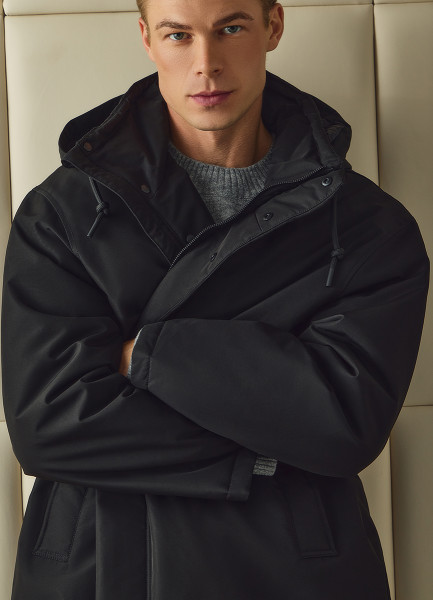 Удлинённая куртка с капюшоном Черный 5999₽