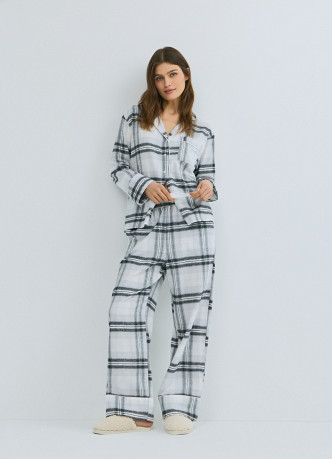 Пижамная рубашка в клетку из фланели
