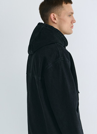 Джинсовая куртка на молнии с капюшоном