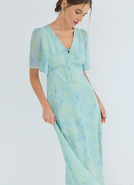 

Принтованное платье из шифона, Зеленый