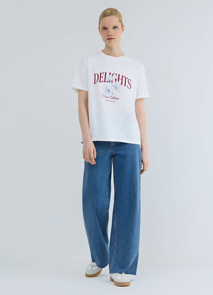 Укороченные широкие джинсы