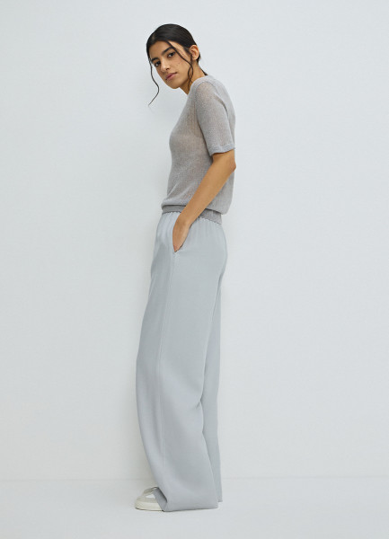 Прямые брюки с поясом на резинке Серый 599₽
