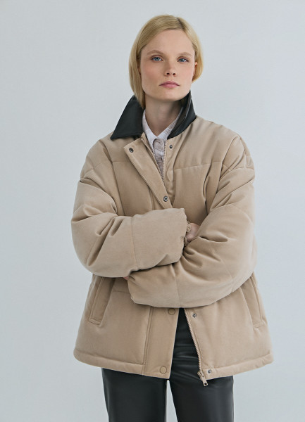 

Утеплённая куртка из вельвета, Бежевый