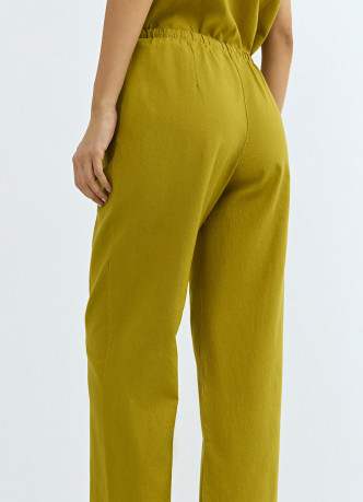 Брюки изо льна с эластичным поясом