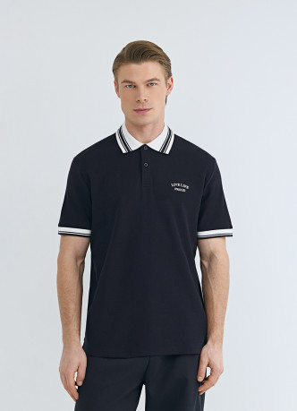 Поло из хлопка с принтом