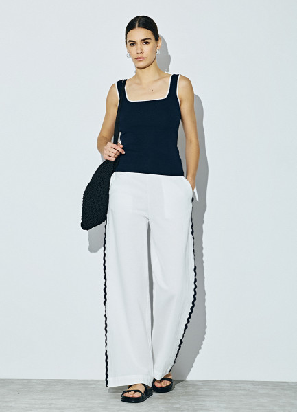 Брюки из хлопка с лампасами, Белый