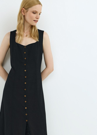 Платье из смесового льна с вырезом каре