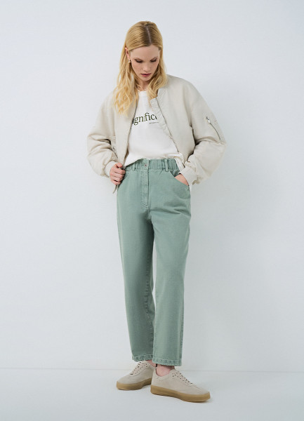 Свободные брюки с эластичным поясом, Зеленый