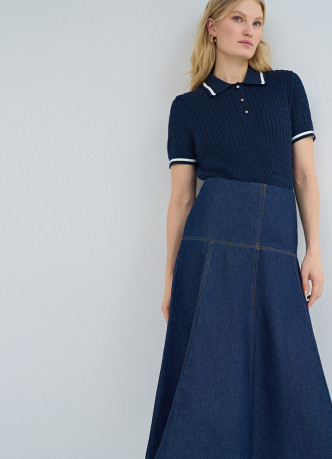 Джинсовая юбка миди