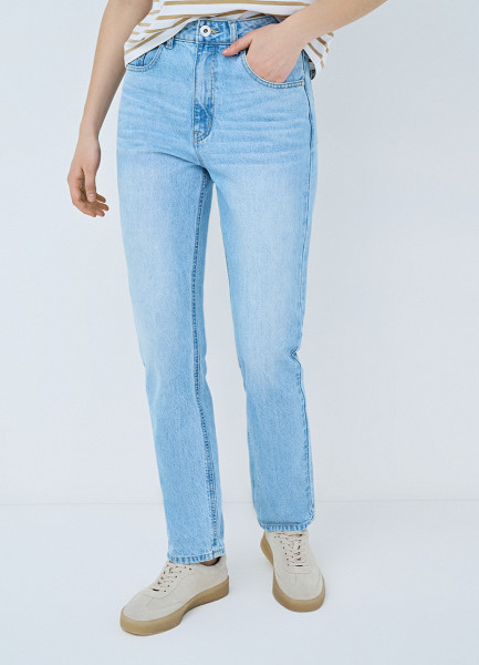 Прямые джинсы с высокой посадкой, Голубой O`Stin LP6656O02-D5