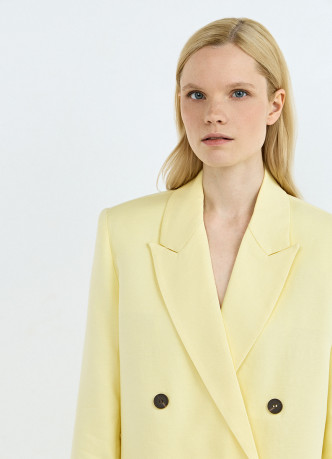 Двубортный жакет из лиоцелла и льна