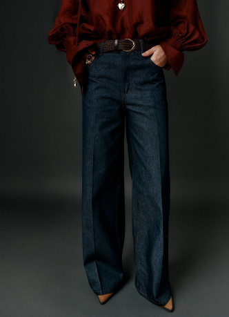 Широкие джинсы Wide leg с плетёным ремнём