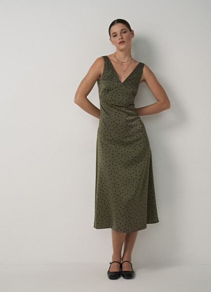 Платье из сатина, Зеленый O`Stin LR4683O02-G8