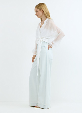 Широкие джинсы из плотного денима