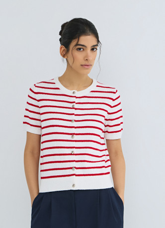 Кардиган в полоску с коротким рукавом