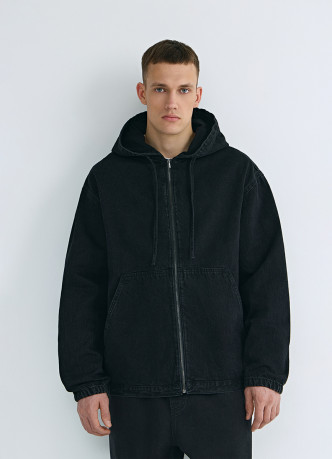 Джинсовая куртка на молнии с капюшоном