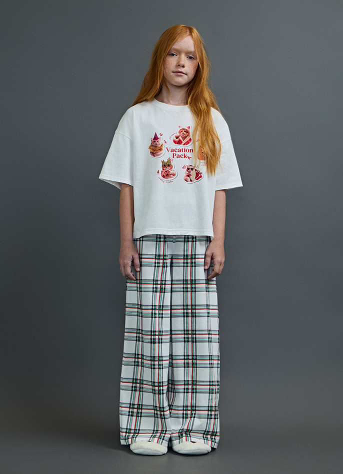 Пижамные брюки в клетку для девочек