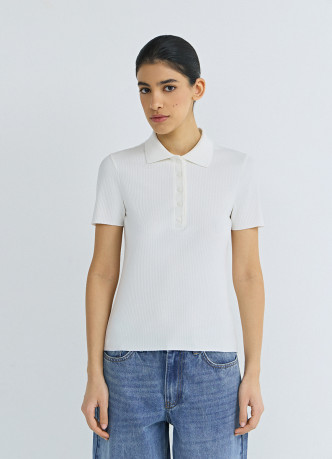 Поло в рубчик с коротким рукавом