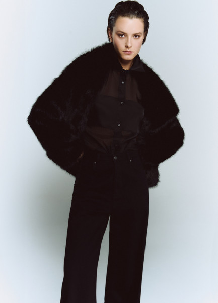 

Укороченная шуба из искусственного меха, Черный