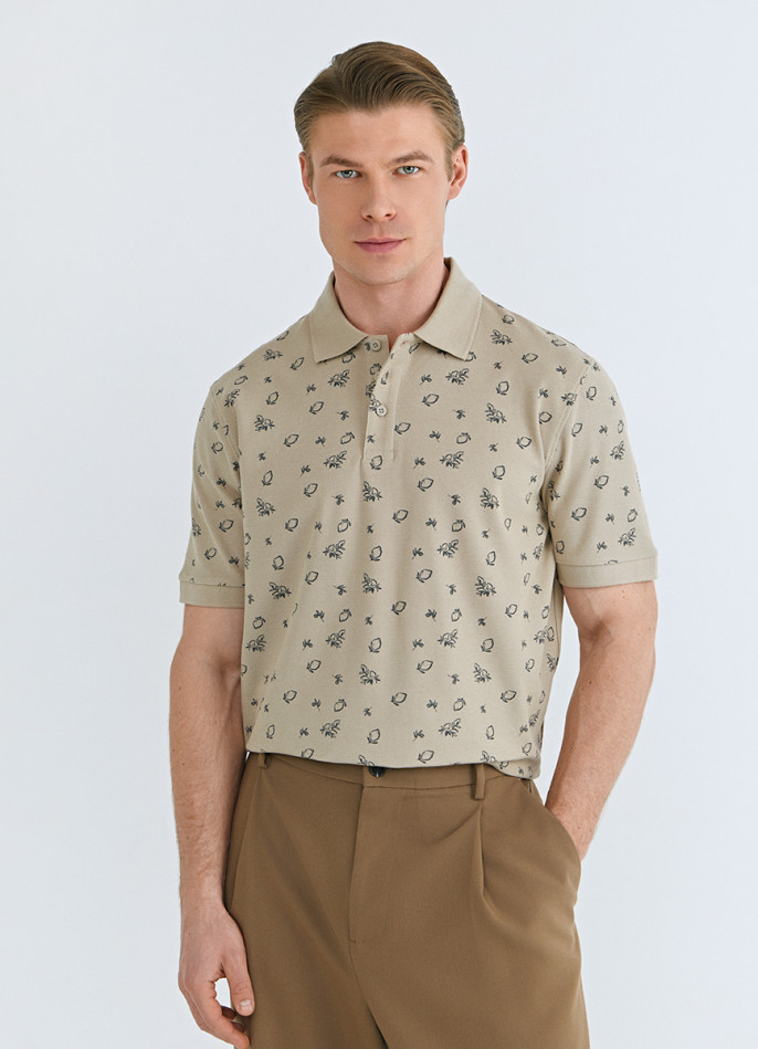 Поло из хлопка с принтом