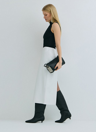 Прямая юбка миди из искусственной кожи