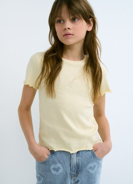 

Футболка в рубчик для девочек, Желтый