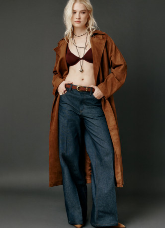 Тренч из искусственной замши