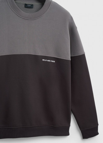 Свитшот колор-блок с надписью