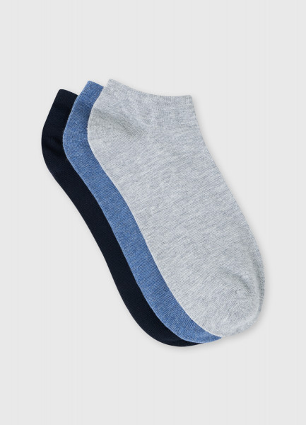 Короткие носки, 3 пары, Синий носки короткие с ярким цветным принтом 3 пары унисекс