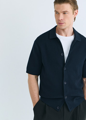 Кардиган из текстурной ткани с коротким рукавом