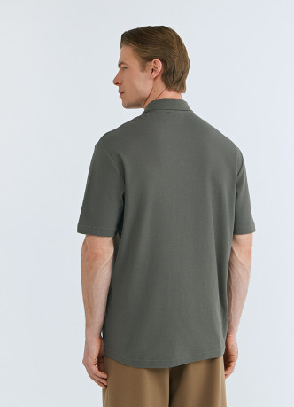 Поло из текстурной хлопковой ткани