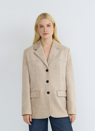 Однобортный жакет из искусственной замши