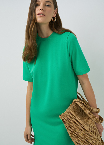 Трикотажное платье, Зеленый O`Stin LT4679O02-45, размер 50 - фото 5