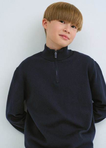 

Свитер с воротником на молнии для мальчиков, Синий
