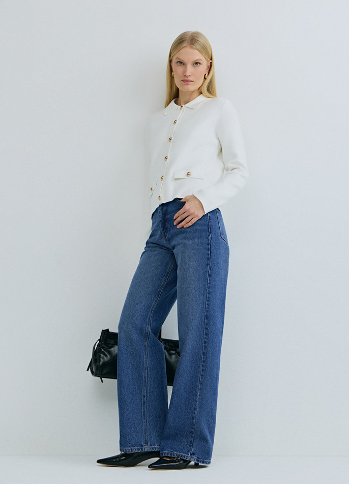 Широкие джинсы с высокой посадкой