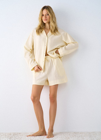 Шорты пижамные из ткани с жатым эффектом