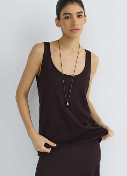 Майка из лиоцелла и шёлка, Коричневый