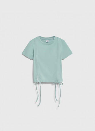 Футболка с драпировкой и завязками для девочек