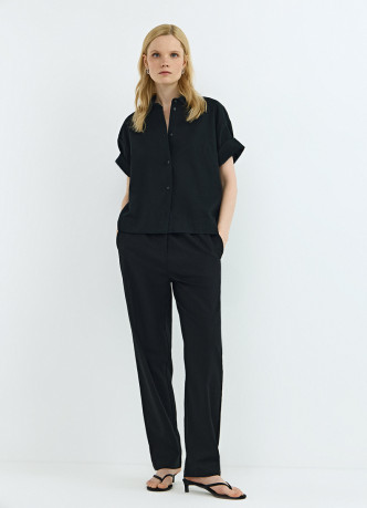 Рубашка изо льна и хлопка с коротким рукавом