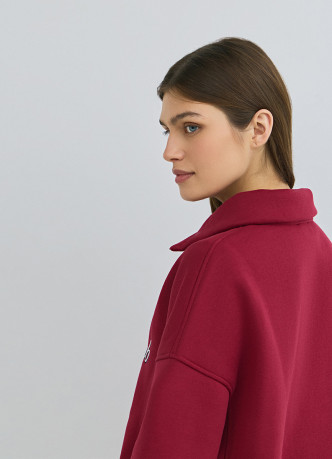 Свитшот с принтом и воротником на молнии