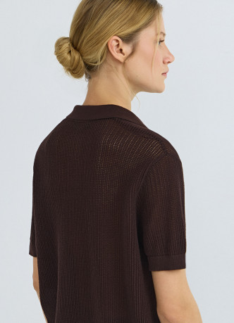 Джемпер поло из ажурной пряжи