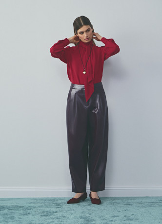 Брюки О-силуэта из искусственной кожи