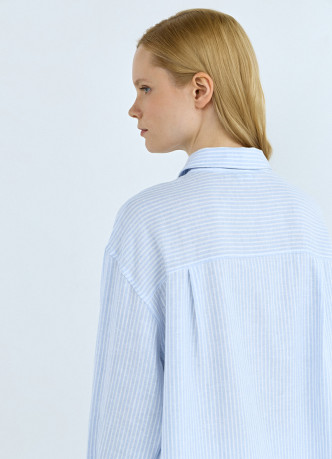 Рубашка в полоску из смесового льна