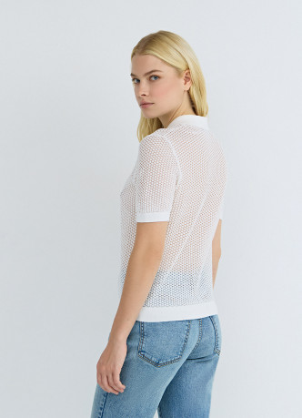 Джемпер поло из ажурной пряжи