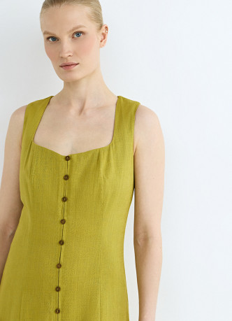 Платье из смесового льна с вырезом каре