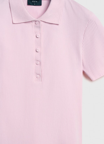 Поло в рубчик с коротким рукавом