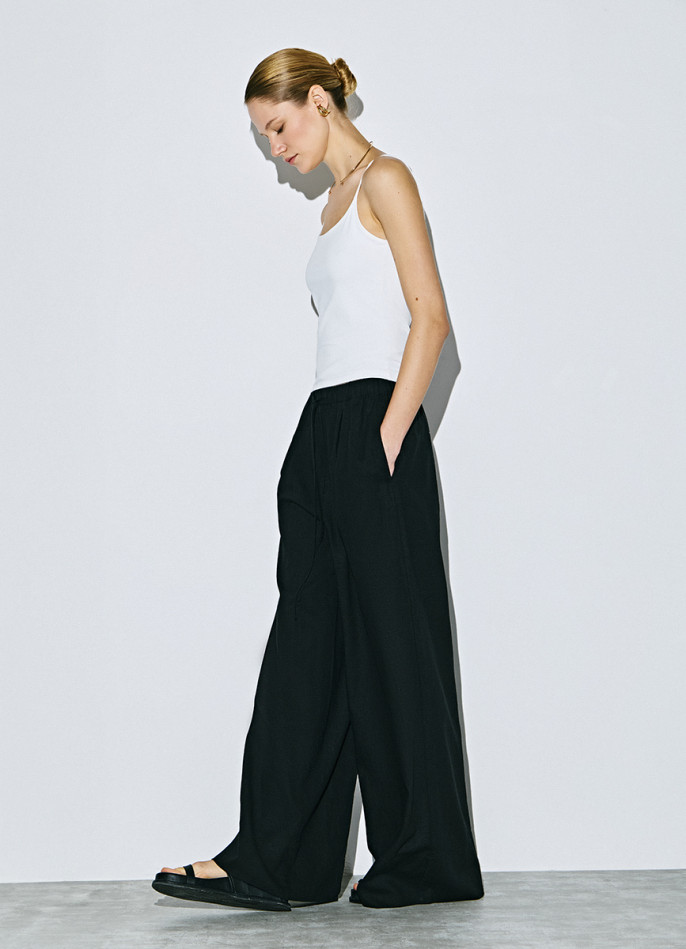 Широкие льняные брюки