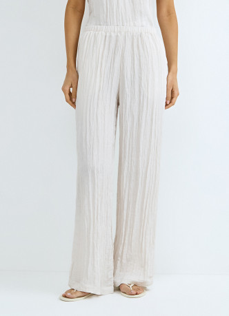 Жатые прямые брюки с эласничным поясом