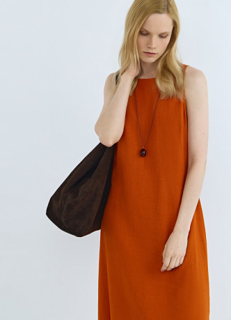 Платье А-силуэта из смесового льна