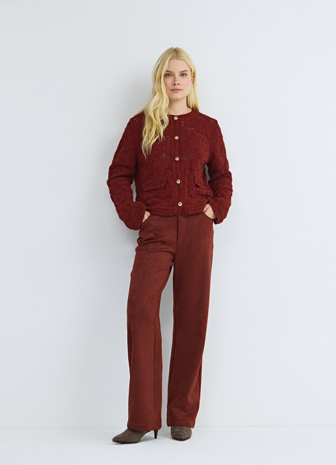 Прямые брюки из искусственной замши